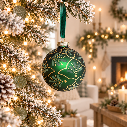 Botanical Glass Christmas Bauble – 8cm