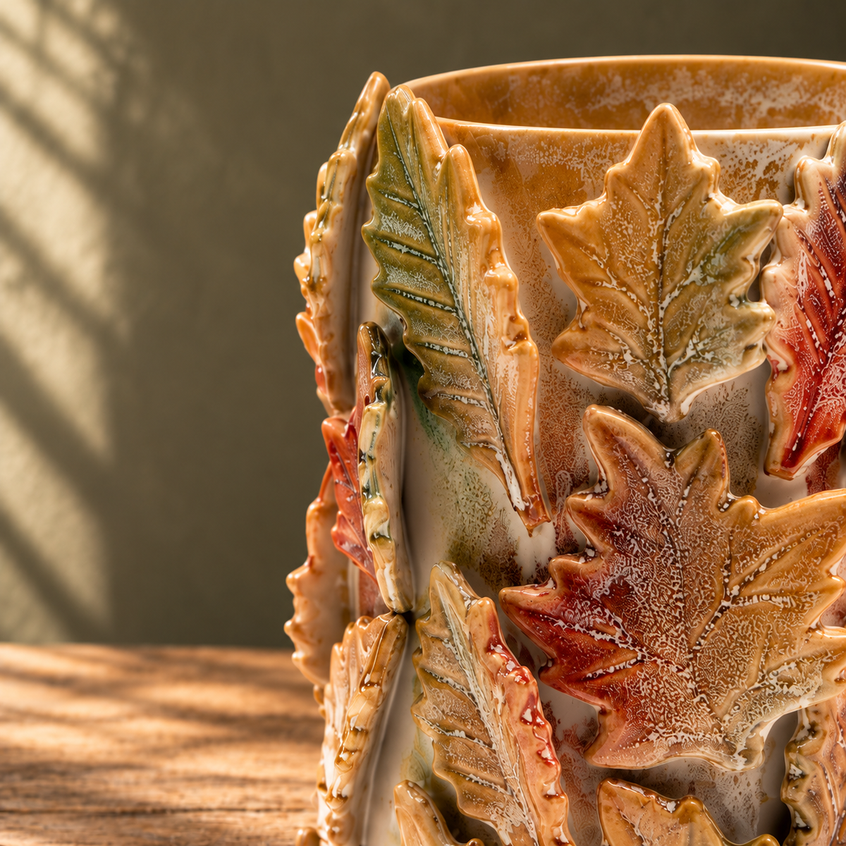 Autumn Leaves Ceramic Vase – 22cm
