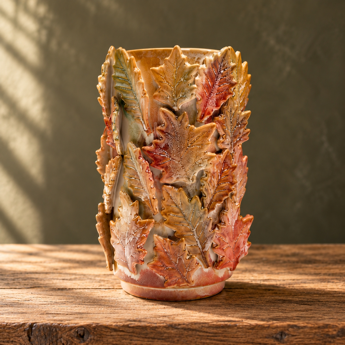 Autumn Leaves Ceramic Vase – 22cm