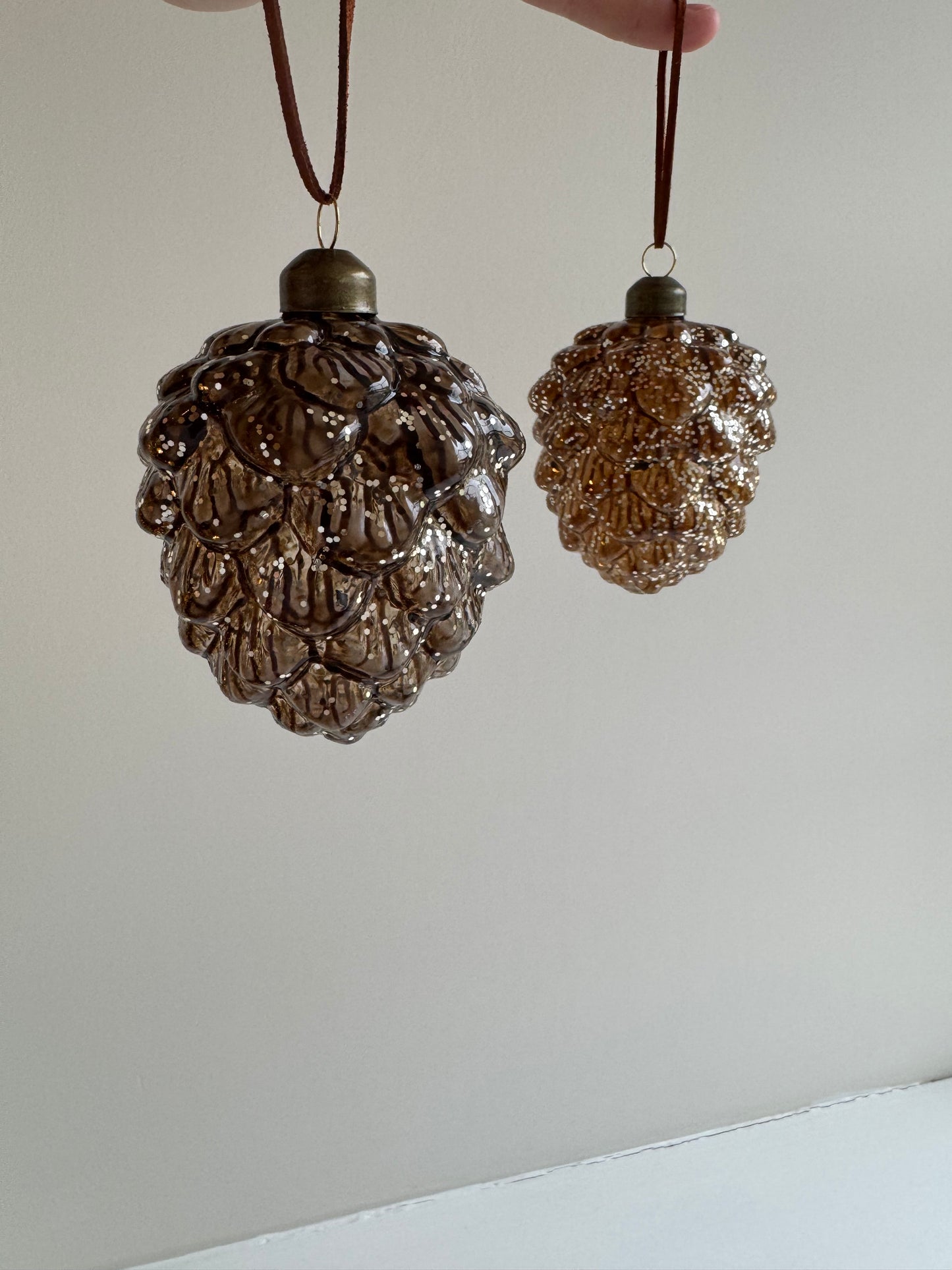 Glittered Glass Pinecone Bauble