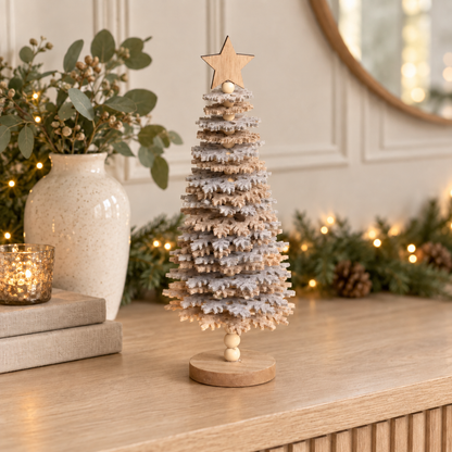 Grey Felt and Wood Christmas Tree Ornament – 31cm