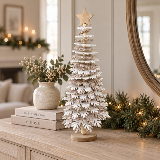 Neutral Felt and Wood Christmas Tree Ornament – 40cm