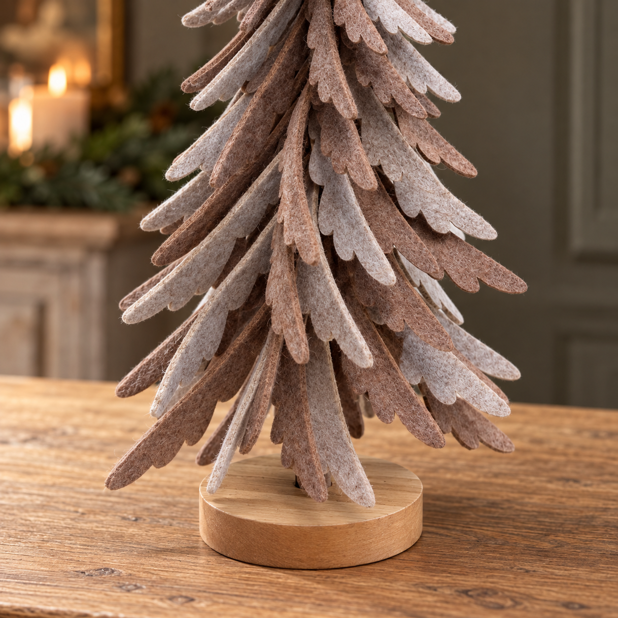 Tall Neutral Felt Christmas Tree with Glitter Star – 40cm