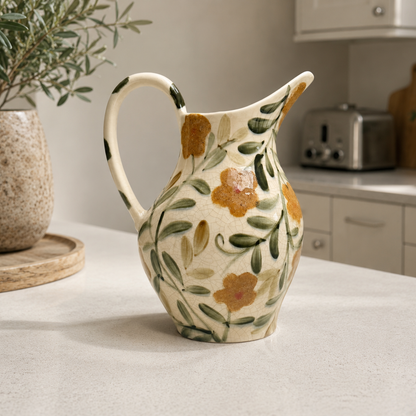 Handmade Floral Ceramic Jug Vase 24cm