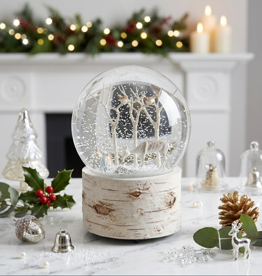 Musical Forest Friends snow globe 15.5cm – Woollaston White