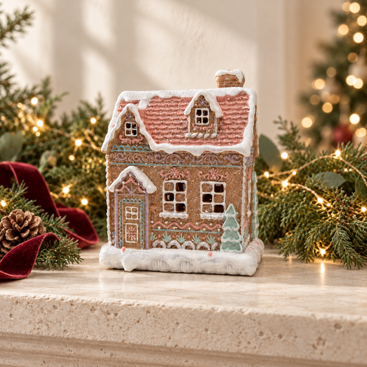 Light-Up Snowy Gingerbread House – 16cm