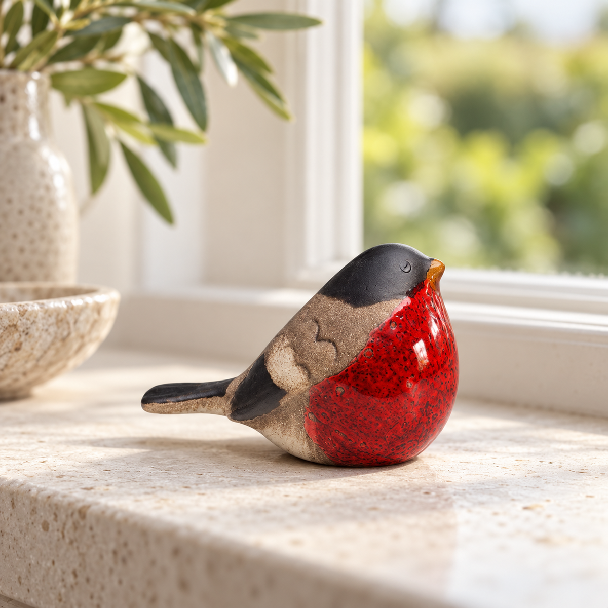Ceramic Robin Ornament – 8cm Bird Decoration