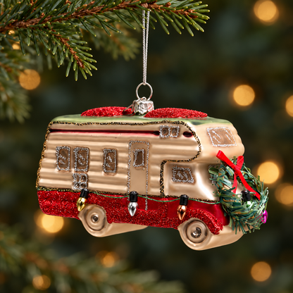 Glass Camper Van Christmas Bauble – 11cm