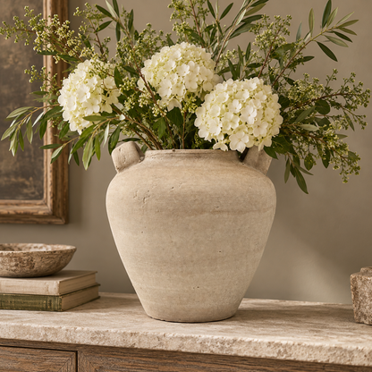Large Rustic Stone Effect Amphora Vase in Beige