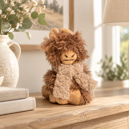 Handmade Plush Highland Cow Ornament - Three Styles