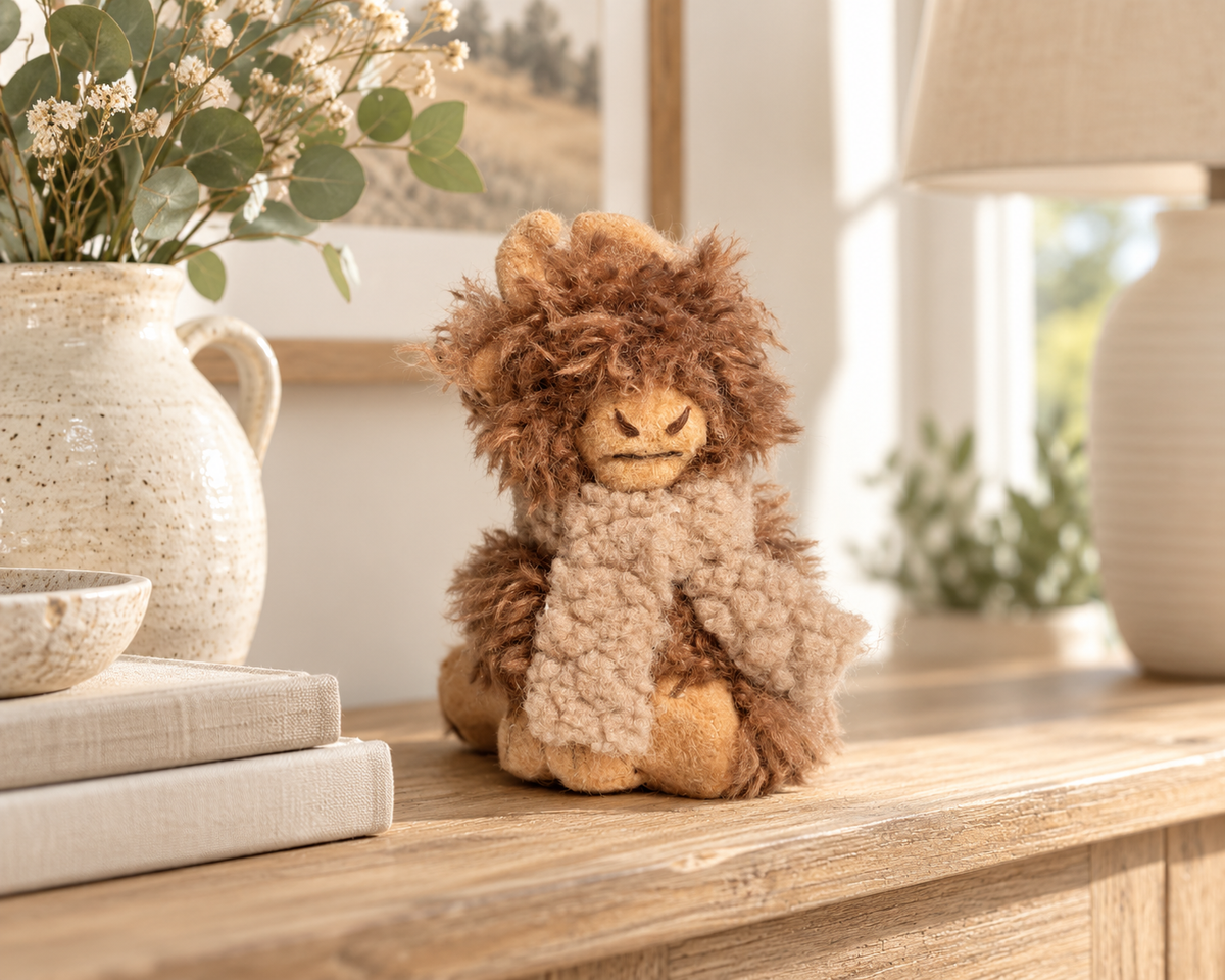 Handmade Plush Highland Cow Ornament - Three Styles