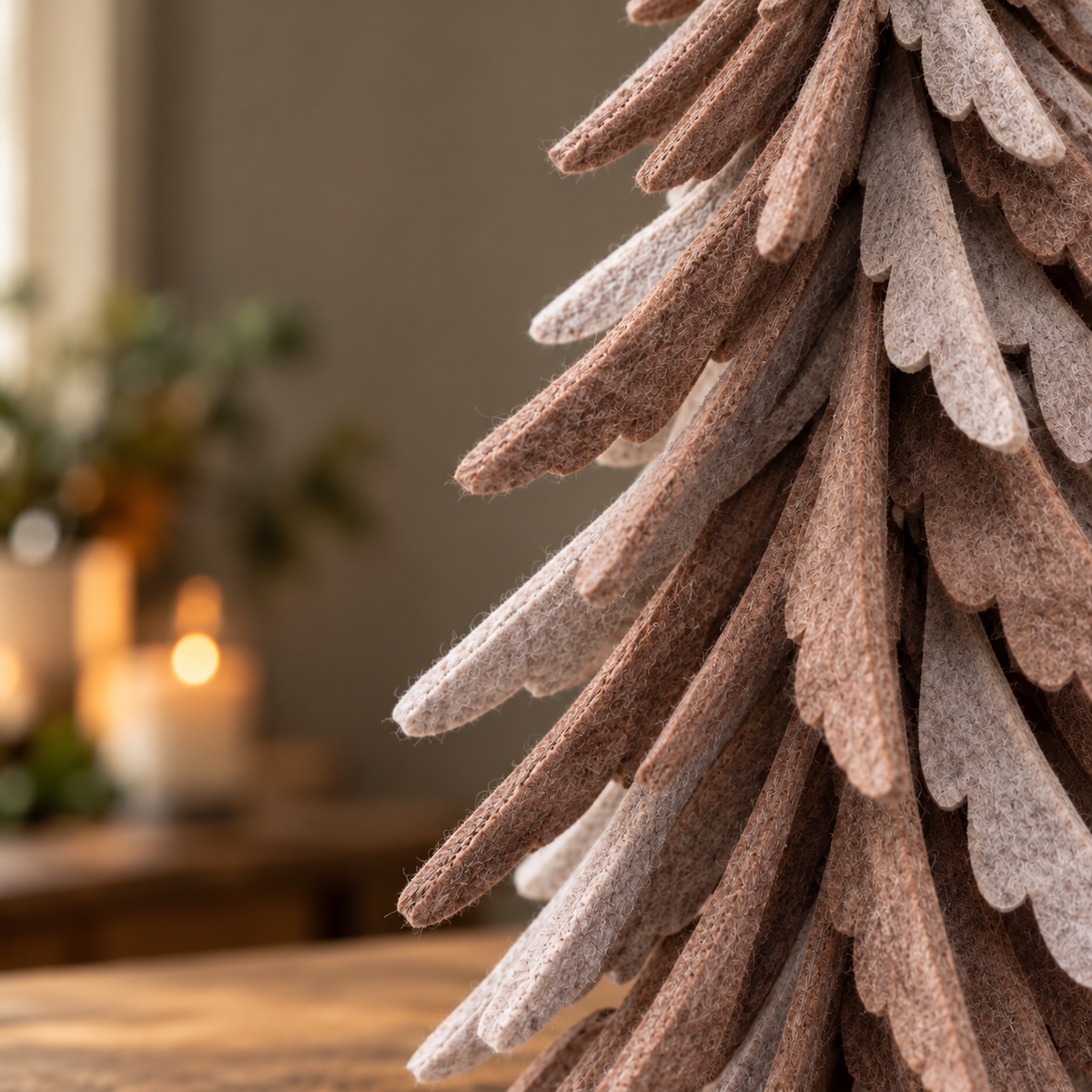 Tall Neutral Felt Christmas Tree with Glitter Star – 40cm