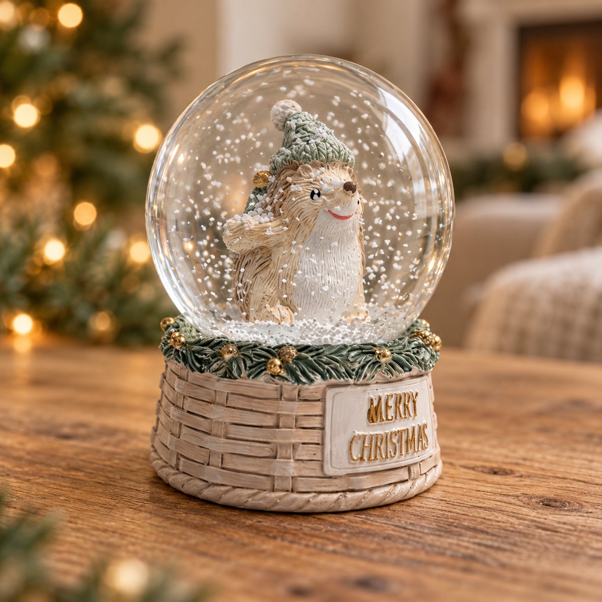 Hedgehog Christmas Snow Globe – 8.5cm