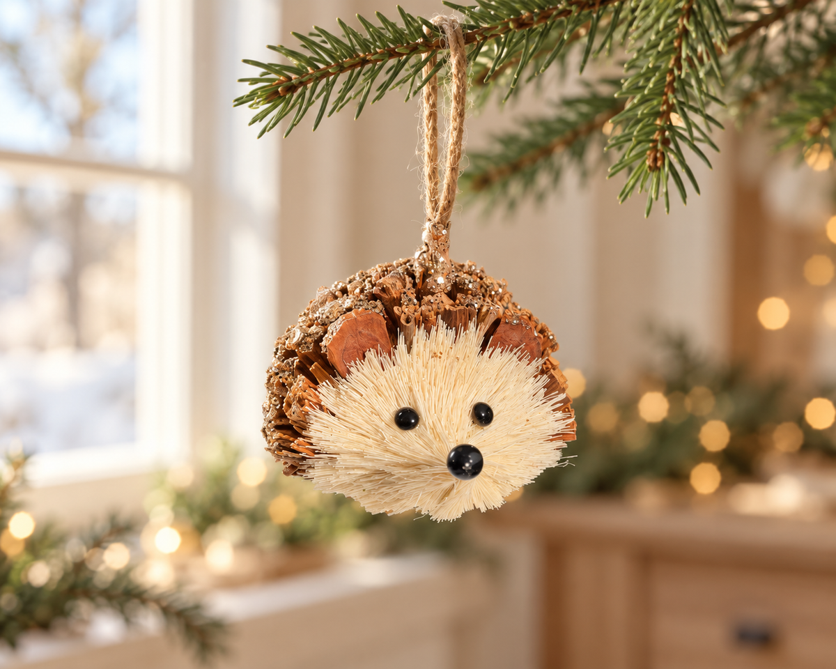 The Woodland Sparkle – Gold Glitter Hedgehog Christmas Bauble
