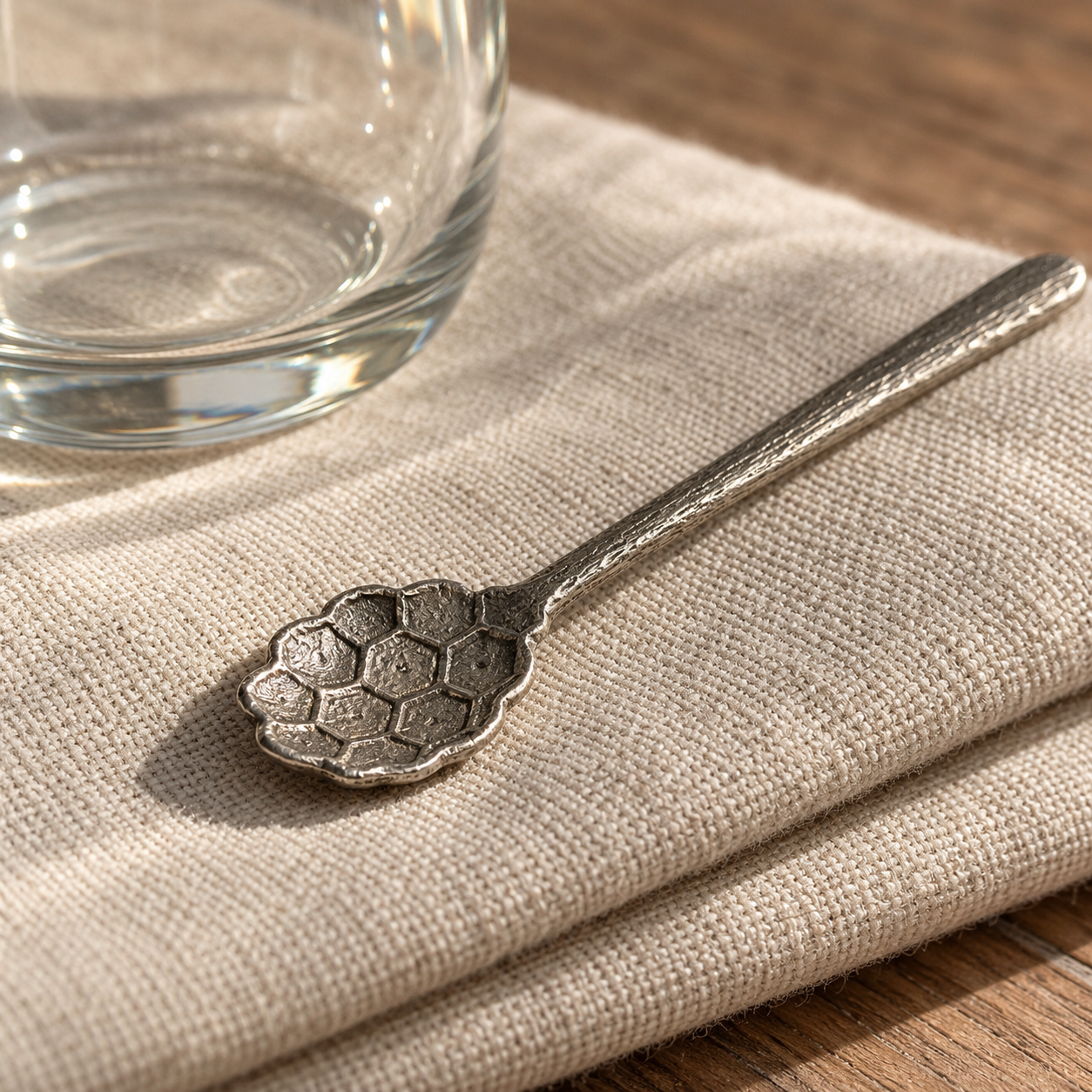 Handmade Pewter & Glass Honey Pot with Bee Lid & Spoon, 10cm