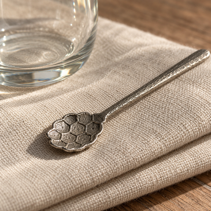 Handmade Pewter & Glass Honey Pot with Bee Lid & Spoon, 10cm