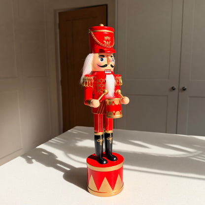 The Scarlet Drummer – Handmade Red & Gold Wooden Nutcracker, 36cm
