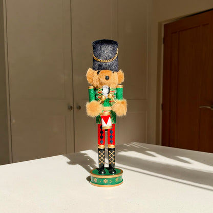 The Teddy Guard – Handmade Wooden Bear Nutcracker, 32cm