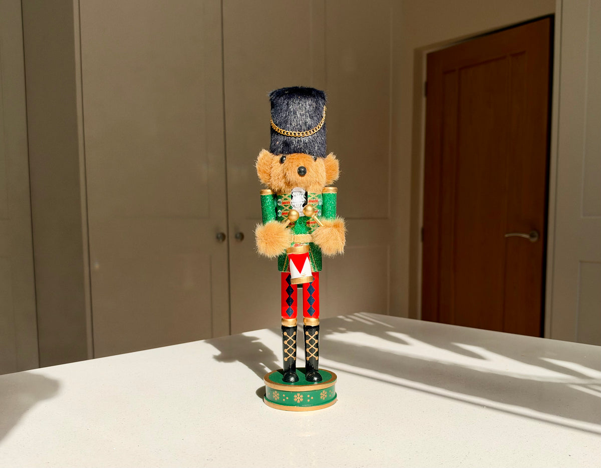 The Teddy Guard – Handmade Wooden Bear Nutcracker, 32cm