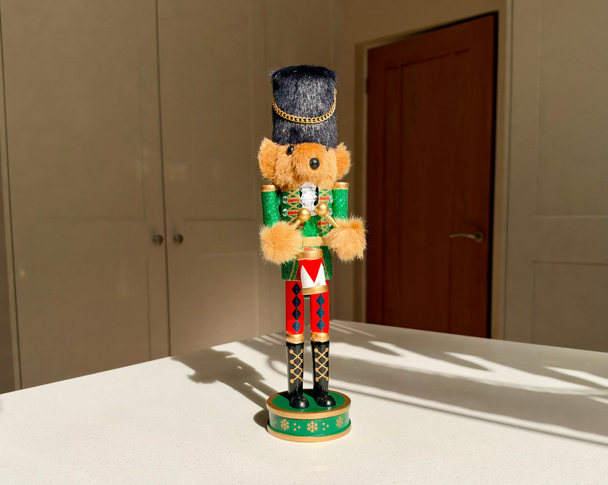 The Teddy Guard – Handmade Wooden Bear Nutcracker, 32cm