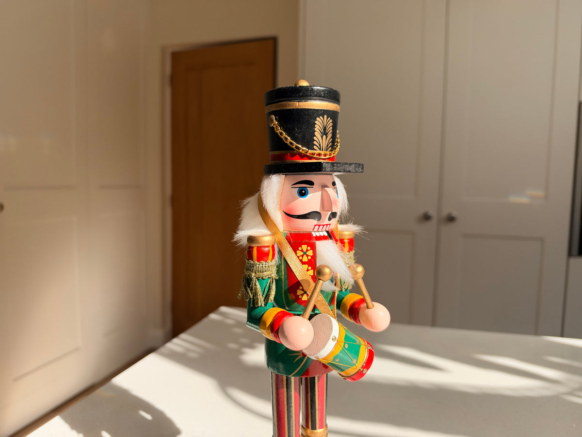 The Holly Parade Drummer – Handmade Wooden Nutcracker, 30cm