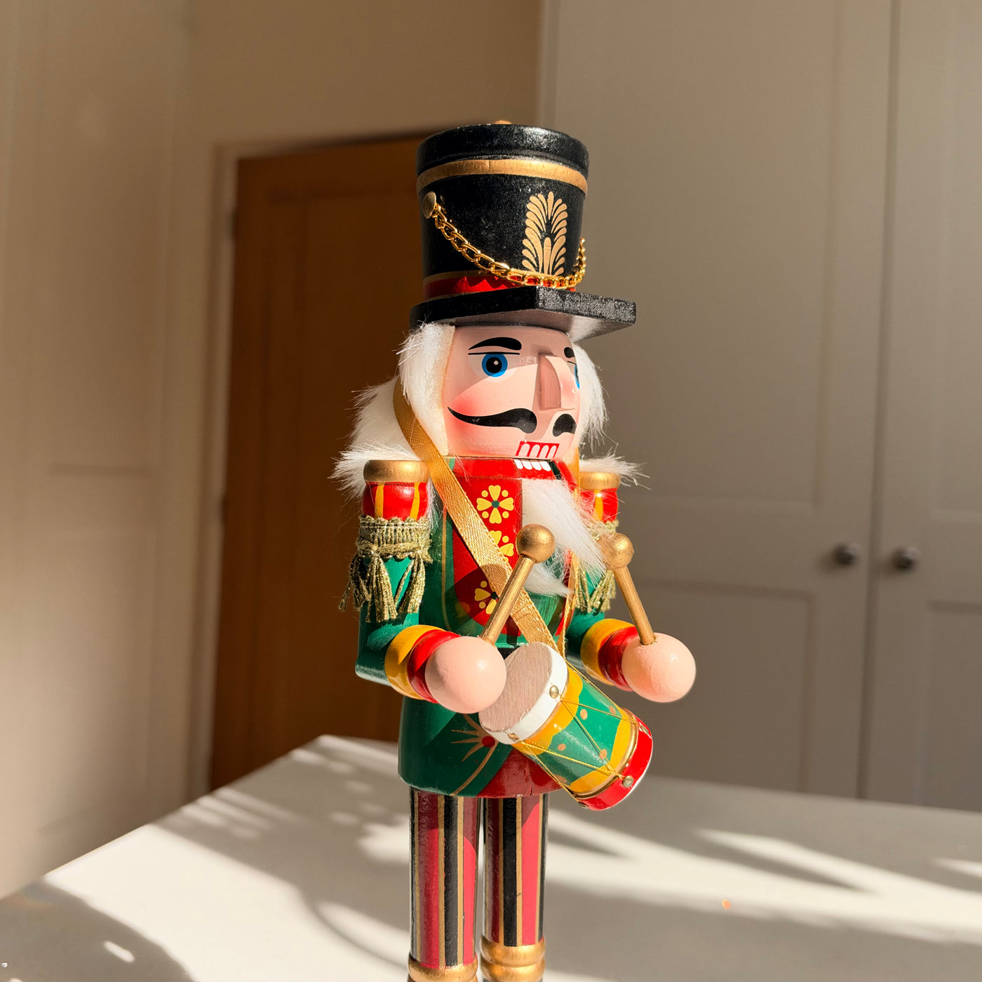 The Holly Parade Drummer – Handmade Wooden Nutcracker, 30cm