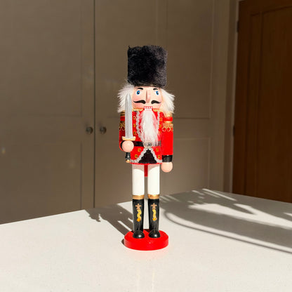 The Scarlet Sentinel – Handmade Wooden Guardsman Nutcracker with Sword, 30cm