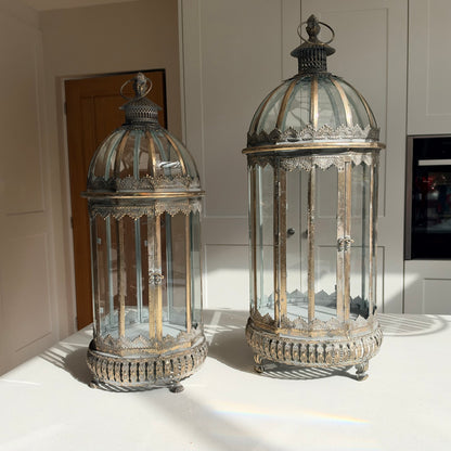 70cm antique gold floor lantern for hallway and hearth styling