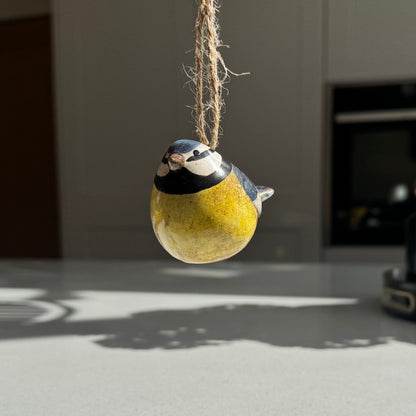 Ceramic Blue Tit Hanging Decoration 7.7cm