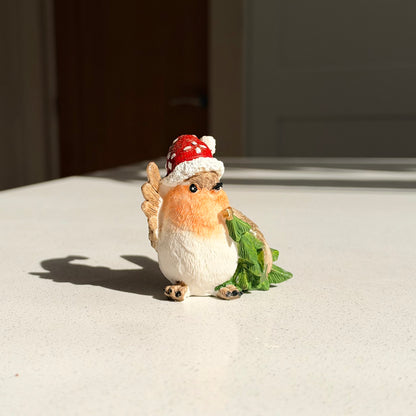 The Woodland Robin – Resin Robin with Christmas Tree Ornament, 7cm