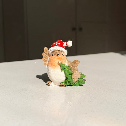 The Woodland Robin – Resin Robin with Christmas Tree Ornament, 7cm