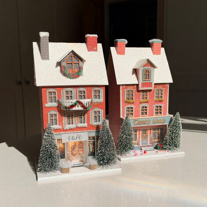 The Christmas High Street – Light-Up Café & Candy Shop Decorations
