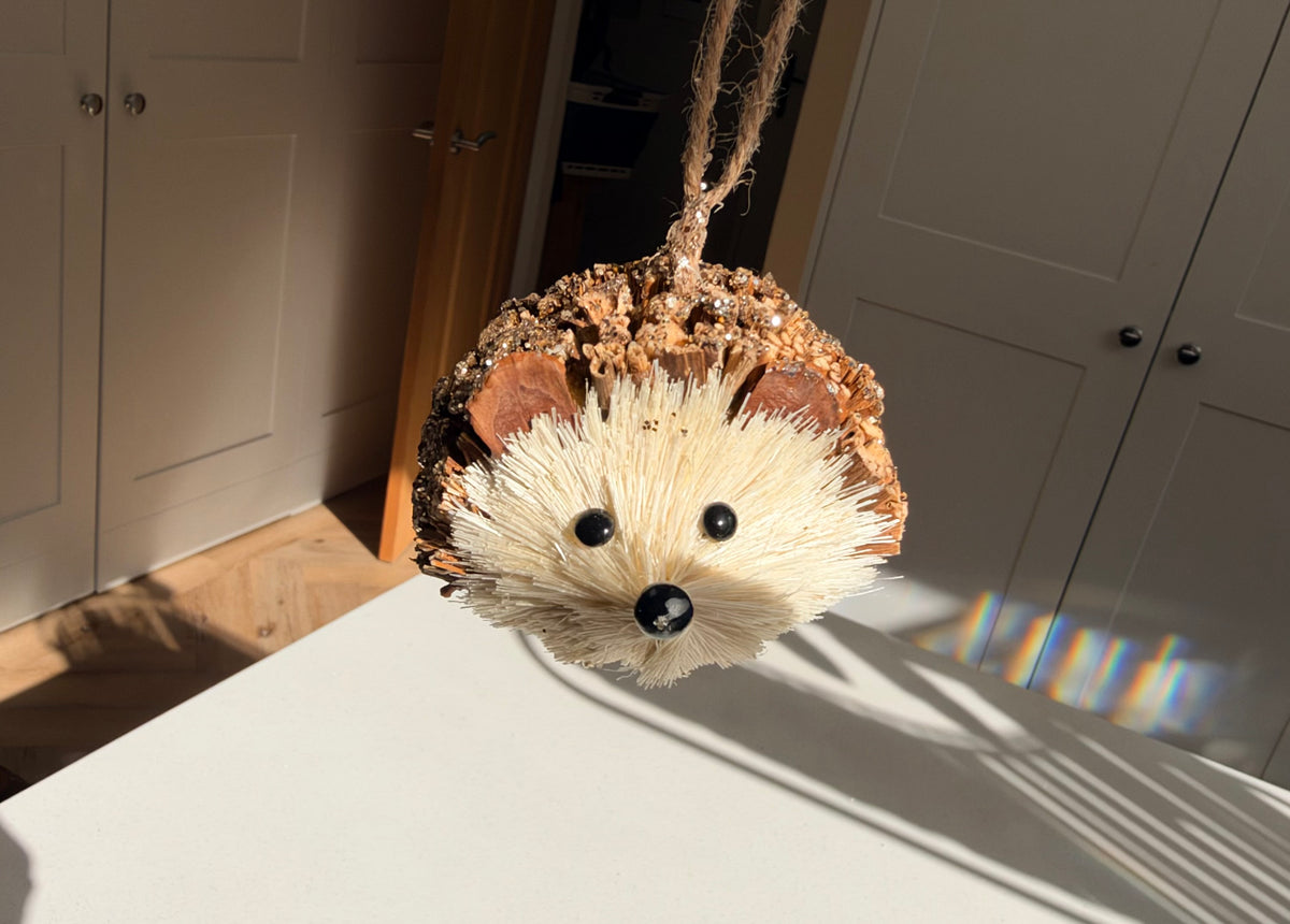 The Woodland Sparkle – Gold Glitter Hedgehog Christmas Bauble