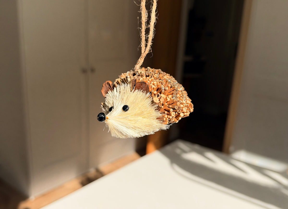 The Woodland Sparkle – Gold Glitter Hedgehog Christmas Bauble
