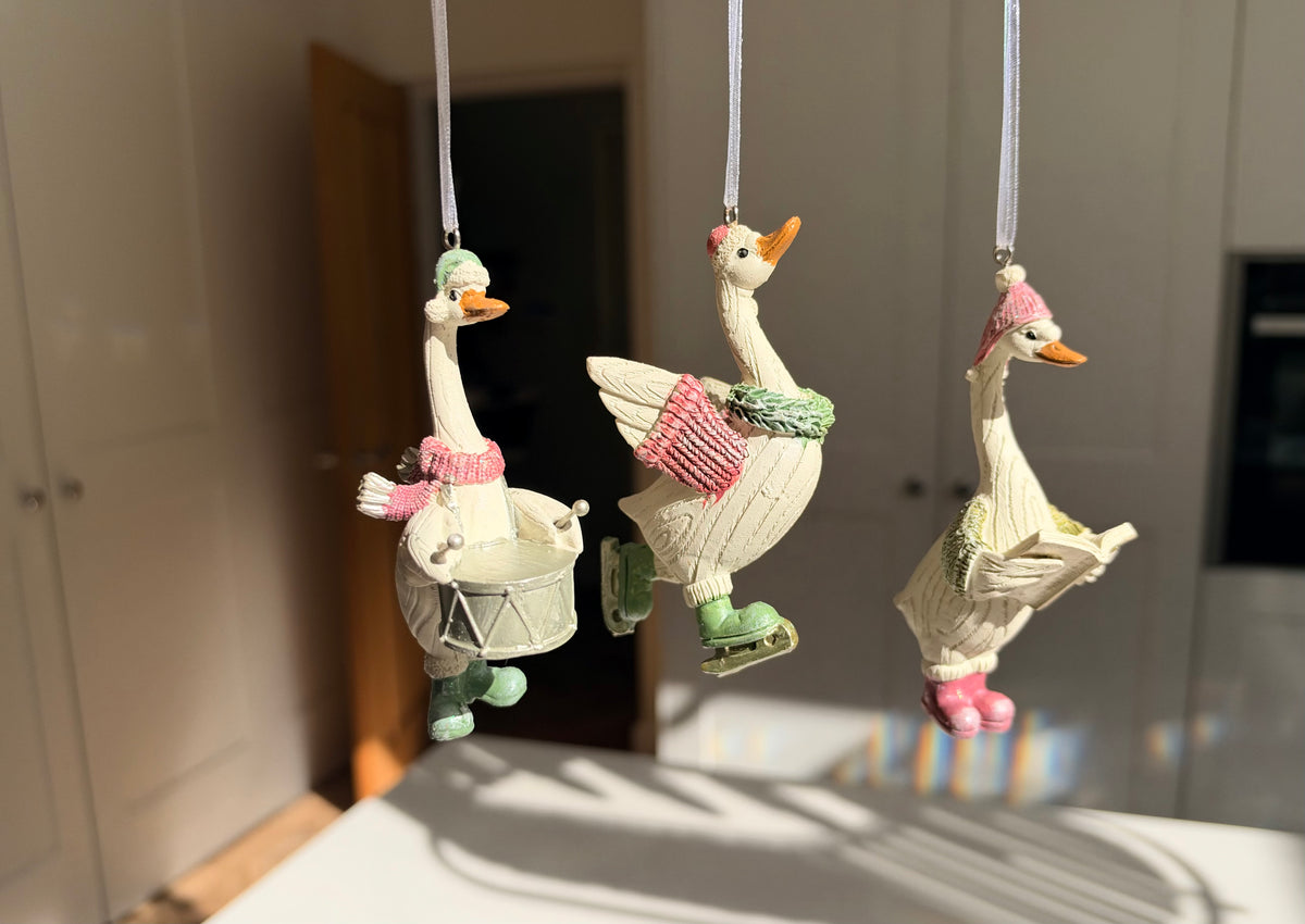 The Festive Duck Parade – Resin Christmas Baubles, Three Designs