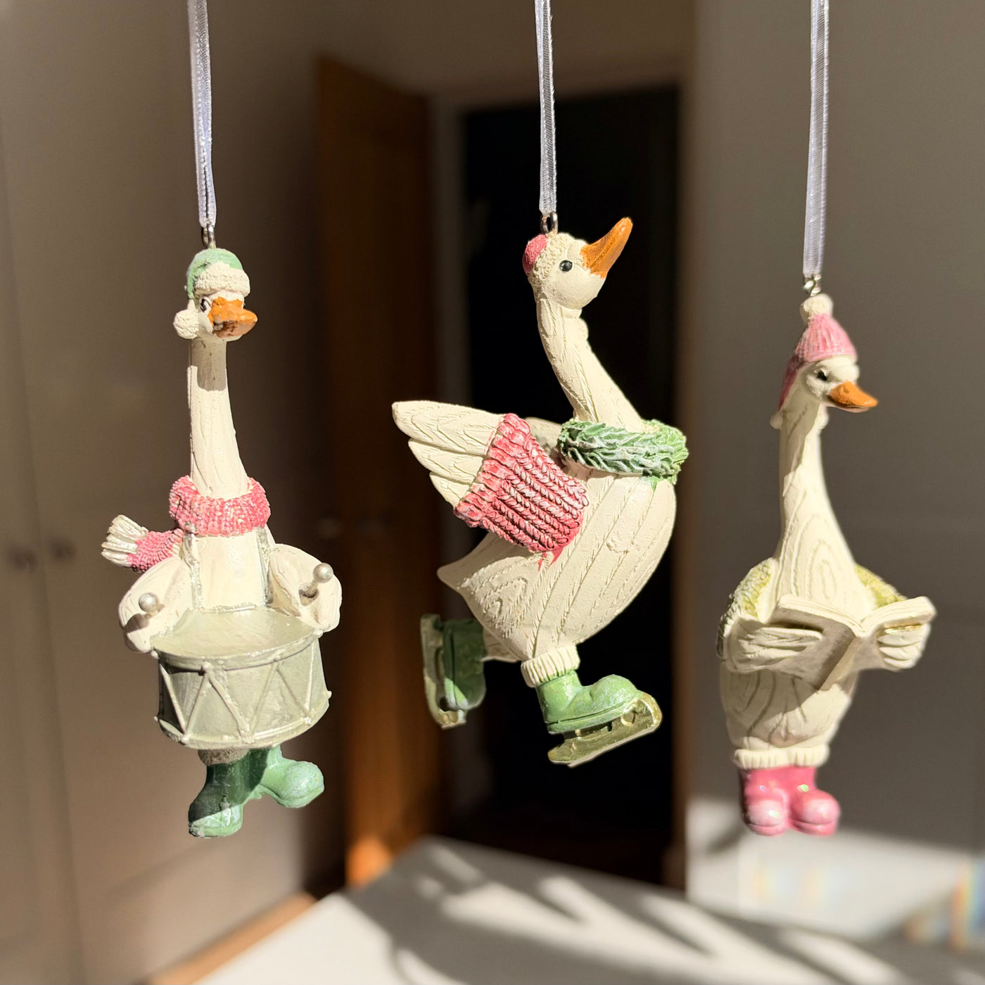The Festive Duck Parade – Resin Christmas Baubles, Three Designs