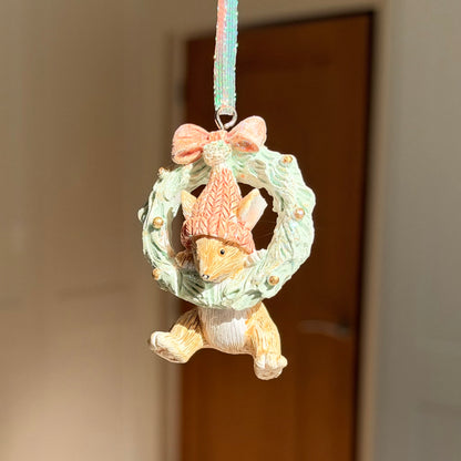 The Winter Wreath Mouse – Handmade Mini Christmas Bauble, 6cm