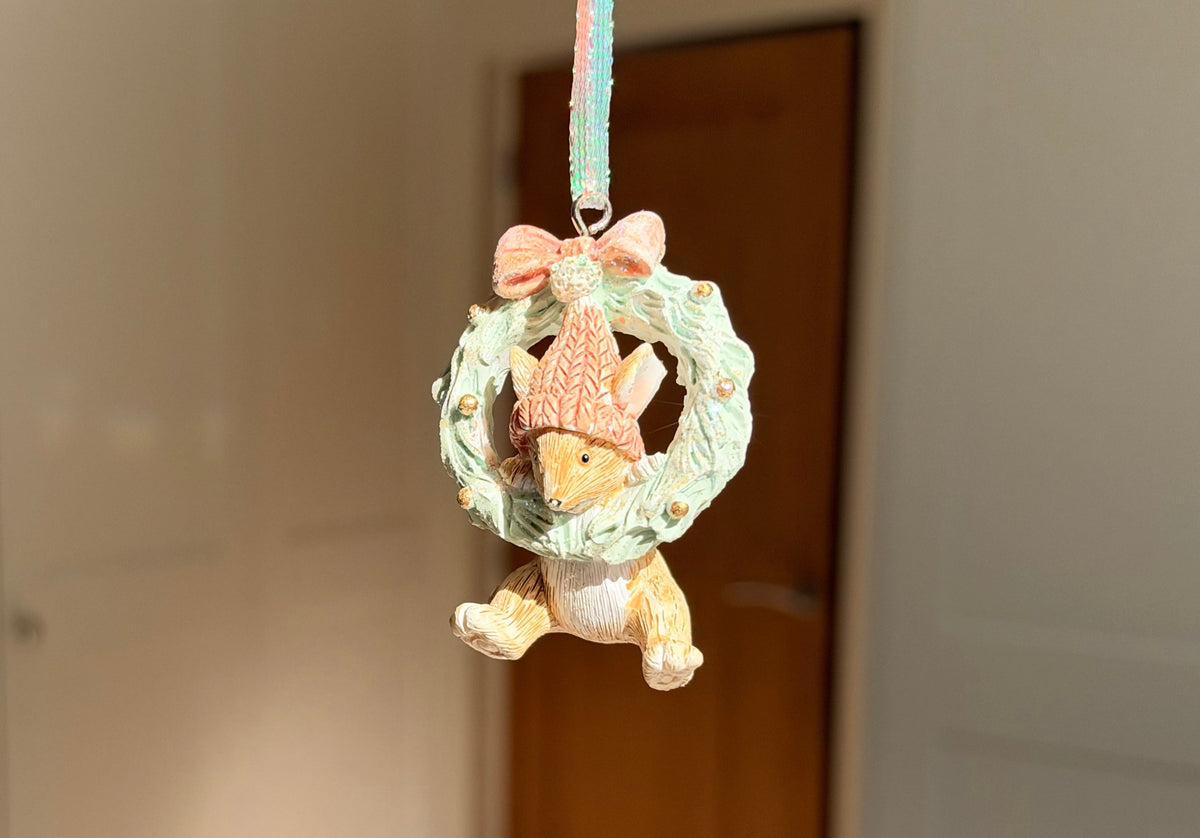 The Winter Wreath Mouse – Handmade Mini Christmas Bauble, 6cm