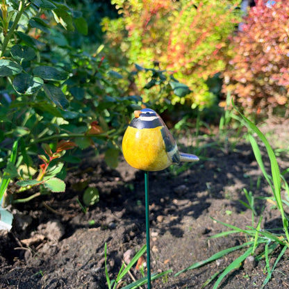 Ceramic Blue Tit Garden Stake, 25cm