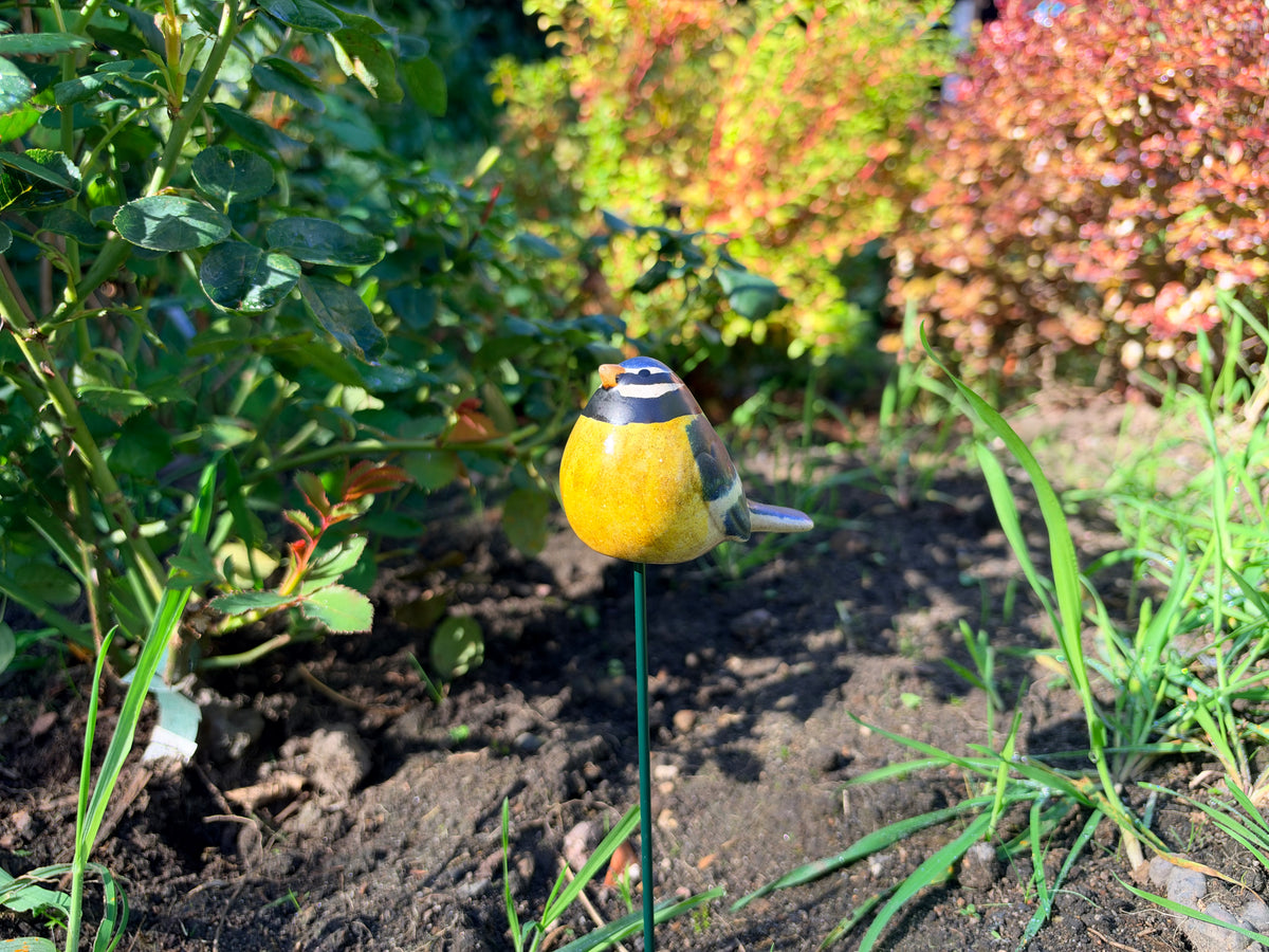Ceramic Blue Tit Garden Stake, 25cm