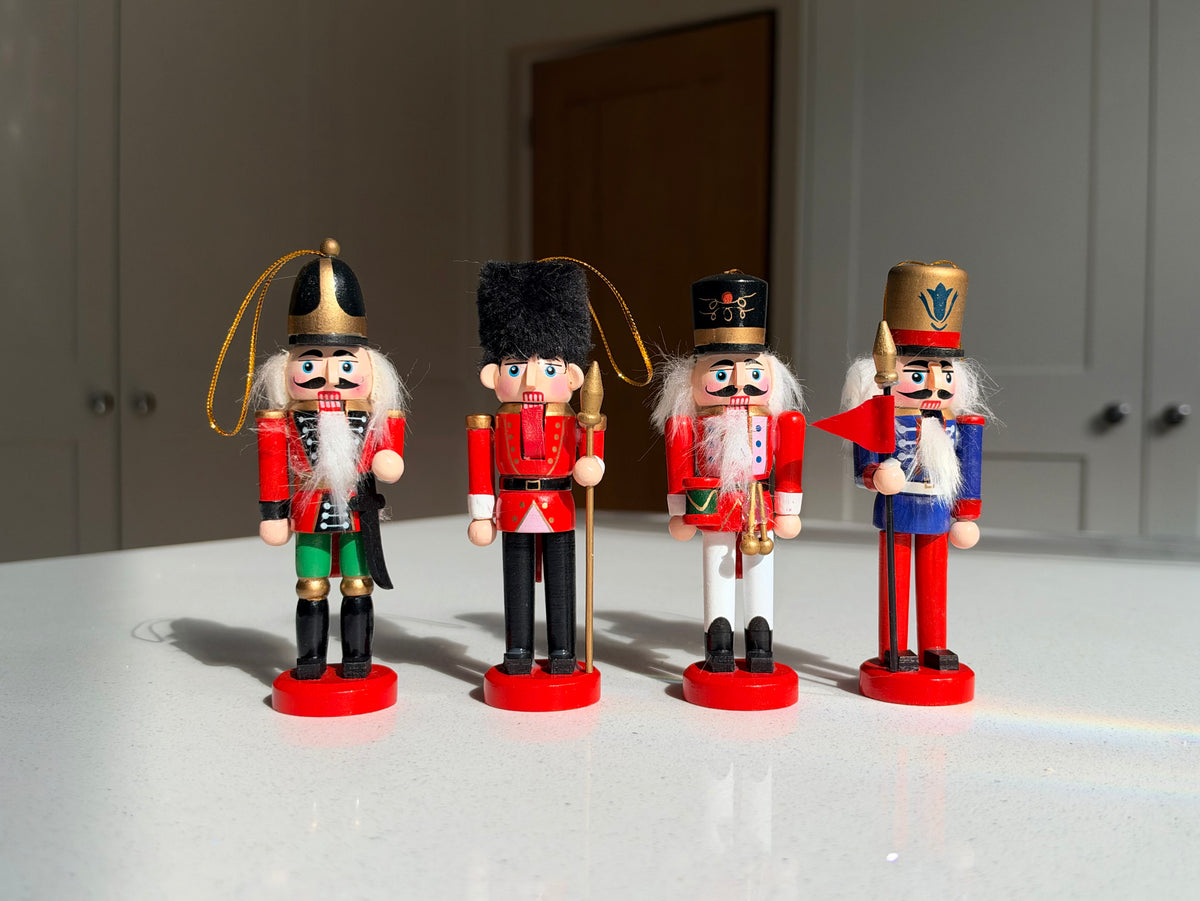 The Royal Parade – Set of 4 Mini Wooden Nutcracker Hanging Ornaments, 13cm