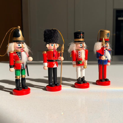 The Royal Parade – Set of 4 Mini Wooden Nutcracker Hanging Ornaments, 13cm
