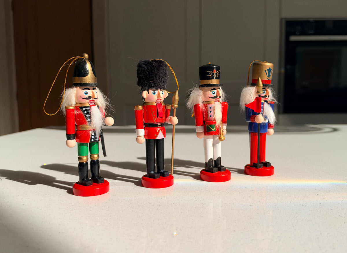 The Royal Parade – Set of 4 Mini Wooden Nutcracker Hanging Ornaments, 13cm