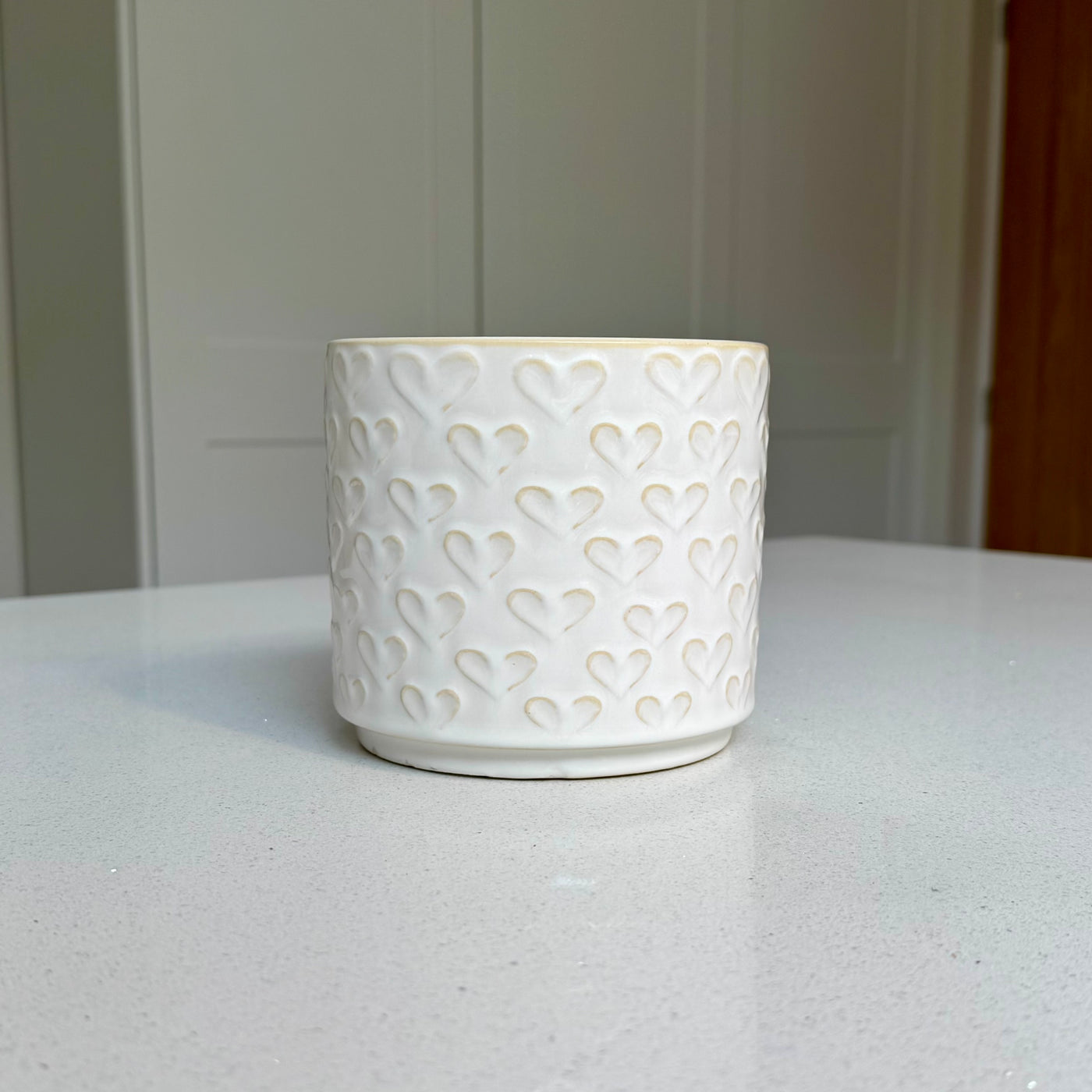 Embossed Heart Ceramic Planter – Small or Medium