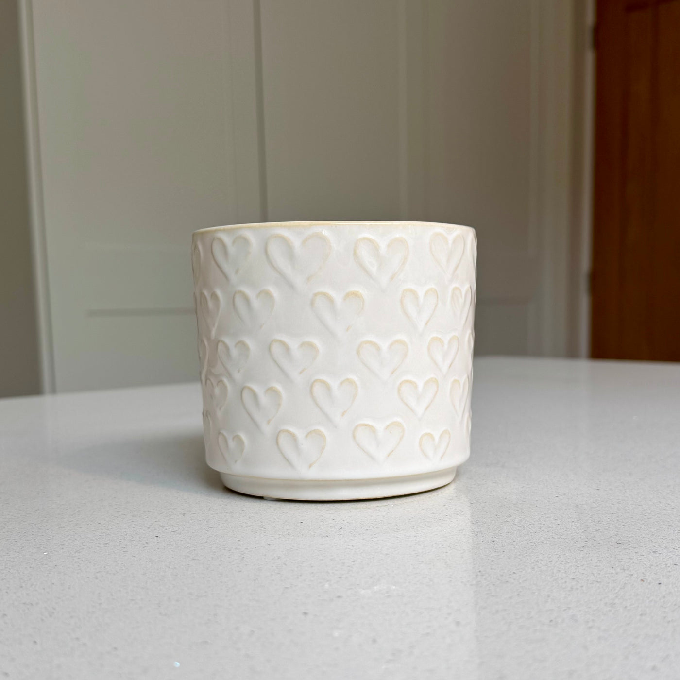 Embossed Heart Ceramic Planter – Small or Medium