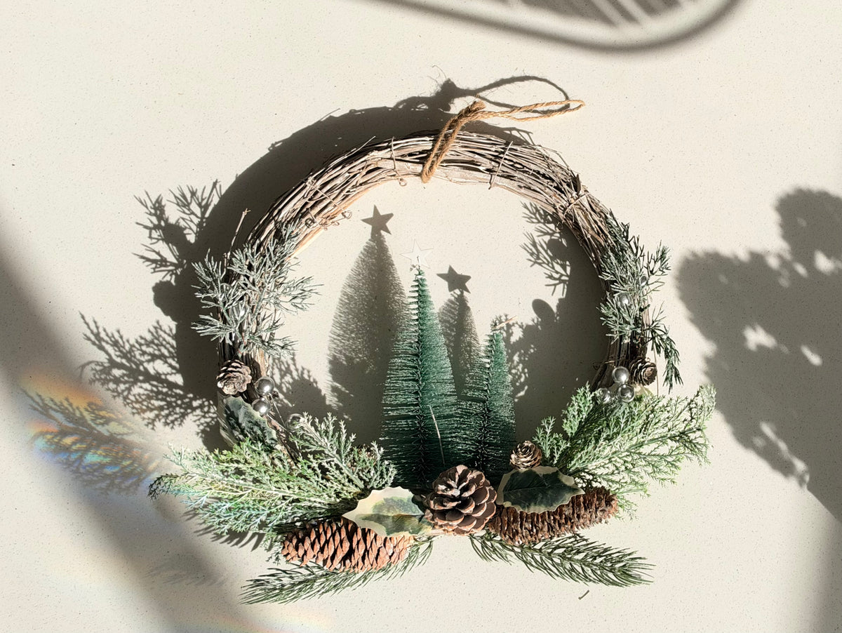 The Winter Woodland – Handmade Whitewashed Christmas Wreath, 45cm