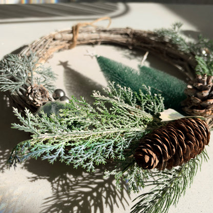 The Winter Woodland – Handmade Whitewashed Christmas Wreath, 45cm