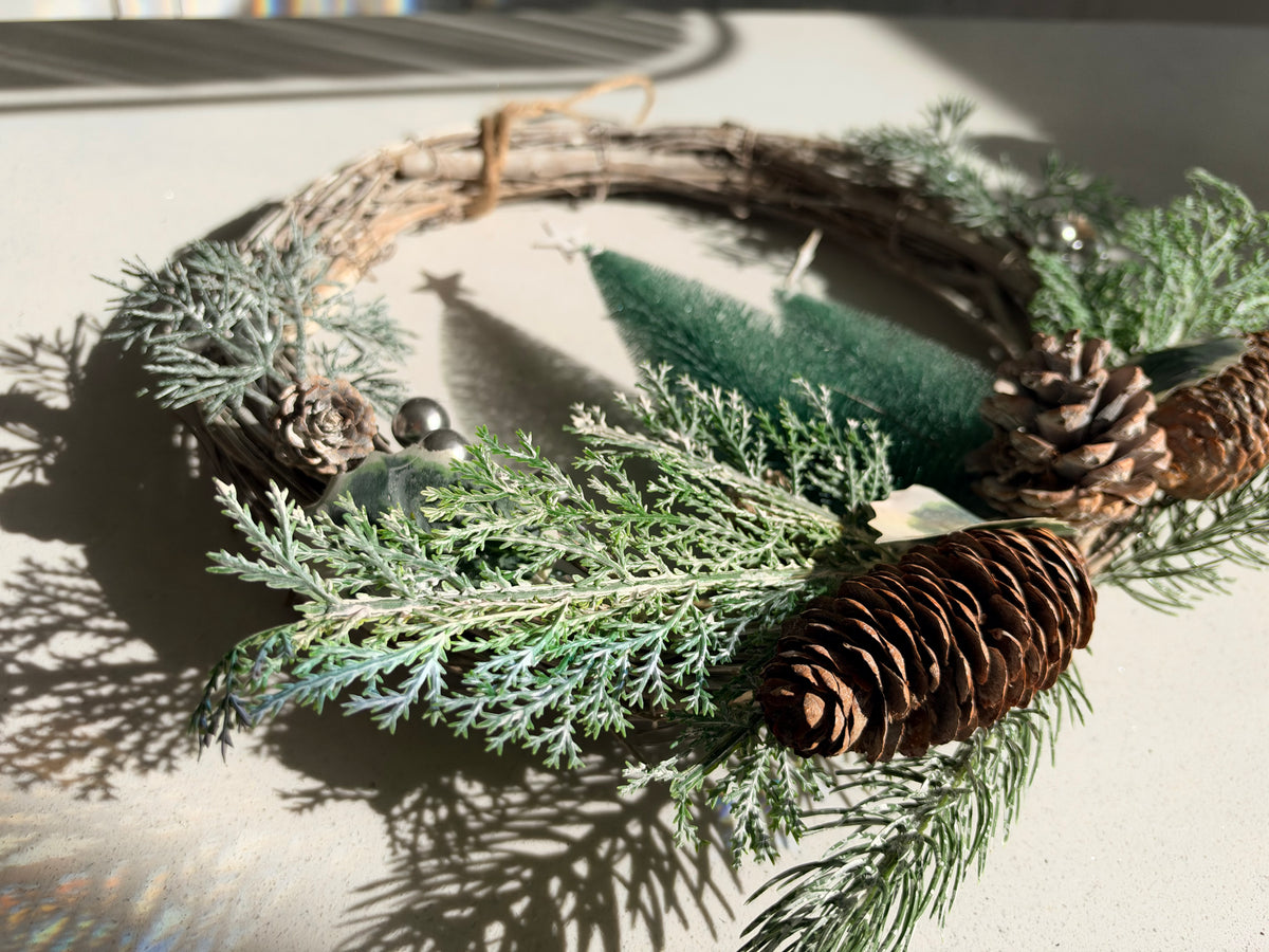 The Winter Woodland – Handmade Whitewashed Christmas Wreath, 45cm