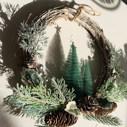 The Winter Woodland – Handmade Whitewashed Christmas Wreath, 45cm