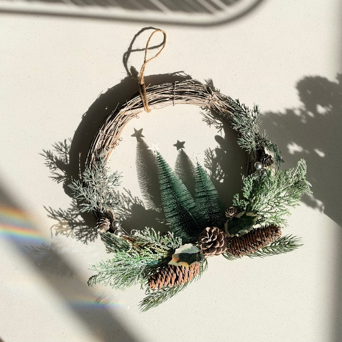The Winter Woodland – Handmade Whitewashed Christmas Wreath, 45cm